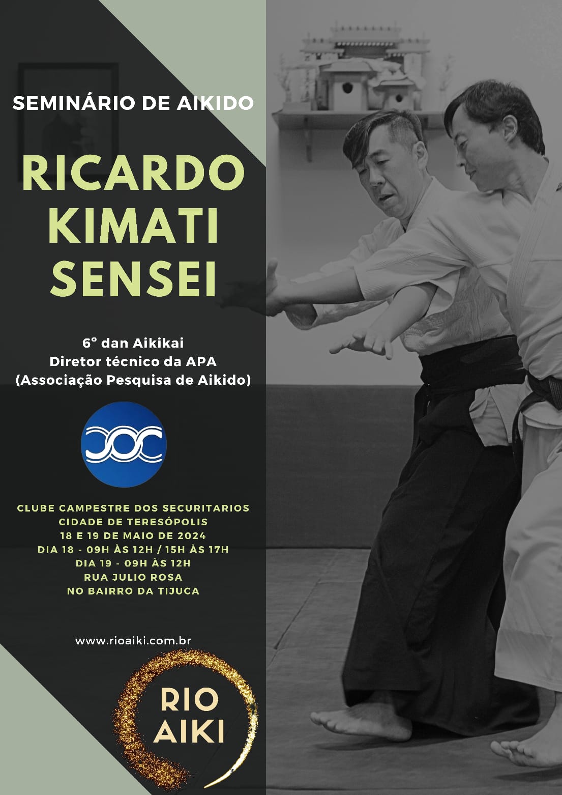 Vem aí, nos dias 18 e 19 de Maio de 2024, Seminário com Kimati Sensei em Teresópolis